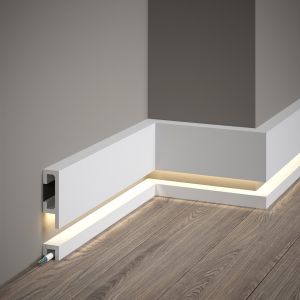 Mardom Decor, LED Stuckleiste, Sockelleiste mit Kabelkanal, 2,5 x 8 x 200cm Mardom Decor, LED Stuckleiste, Sockelleiste mit Kabelkanal, 2,5 x 8 x 200cm