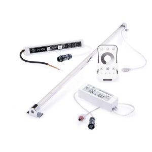 wasserfestes 24V LED Leisten Set mit Steuerung und Netzteil, 100cm Länge, Lichtfarbe warmweiß, IP65 wasserfestes 24V LED Leisten Set mit Steuerung und Netzteil, 100cm Länge, Lichtfarbe warmweiß, IP65