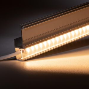 24V Aluminium Trockenbau Abschluss LED Leiste – warmweiß – transparente Abdeckung 24V Aluminium Trockenbau Abschluss LED Leiste – warmweiß – transparente Abdeckung