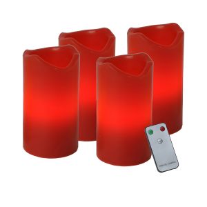 Star Trading, 4er-Set rote LED-Adventskerzen, Lichtfarbe warmweiß, inkl. Fernbedienung und Timer, 10 Star Trading, 4er-Set rote LED-Adventskerzen, Lichtfarbe warmweiß, inkl. Fernbedienung und Timer, 10